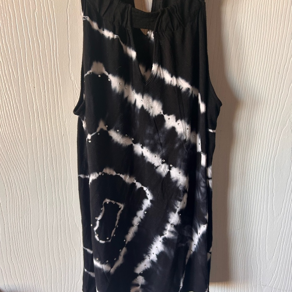 INC International Concepts Black and White Tie-Dye Maxi Dress